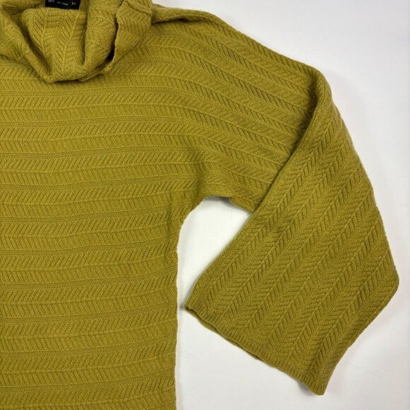 Sutton Studio Sweater Womens M Cashmere Chartreuse Cowl Neck Bell Sleeve Print - Picture 4 of 15